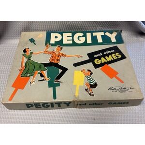 Vng PEGITY Parker Brothers Vintage Pegboard Game 1953 Tit Tat Toe Good Condition